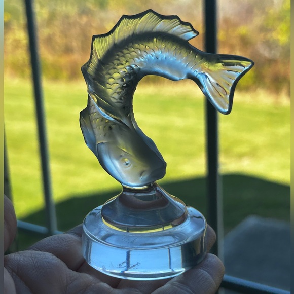 Vintage Lalique Glass Goujon - Jumping Koi Fish - Paperweight - Picture 3 of 15